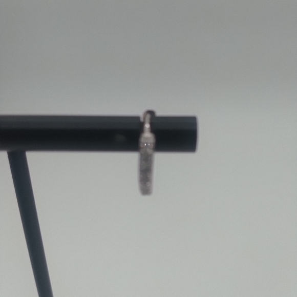 COPY - 925 Fine Sterling Silver Stamped Genuine CZ 10mm Hoop Earrings Unisex - Picture 3 of 4